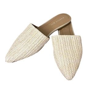 Madden Girl Two Tone Natural Woven Flat Slip On Mules Size 8.5